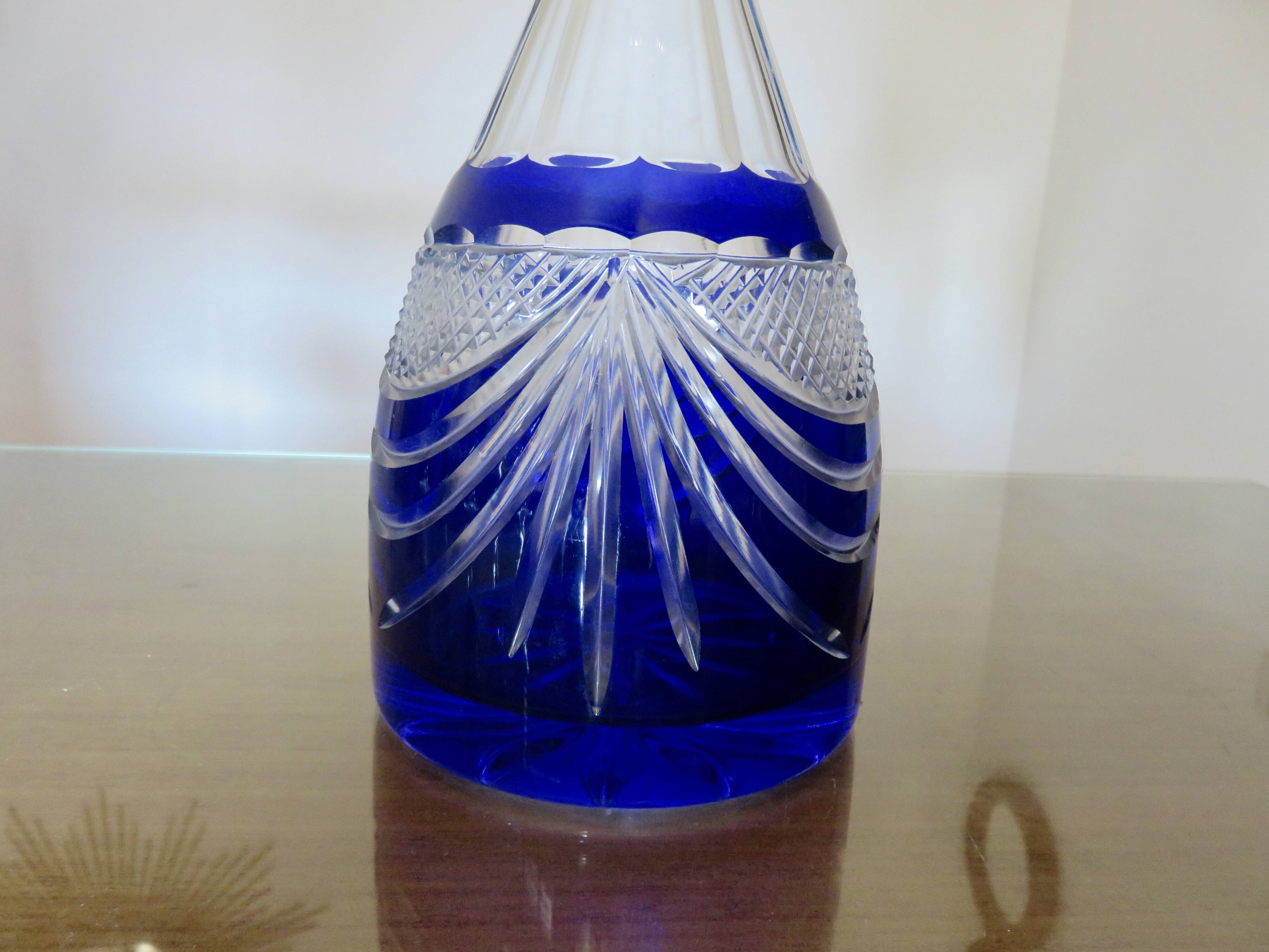 Service cristal couleur "Cristalleries de Lorraine" carafe et 5 verres