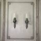 Pair of Louis XVI Style Wall Lights in Carved and Painted Wood, Circa 1900