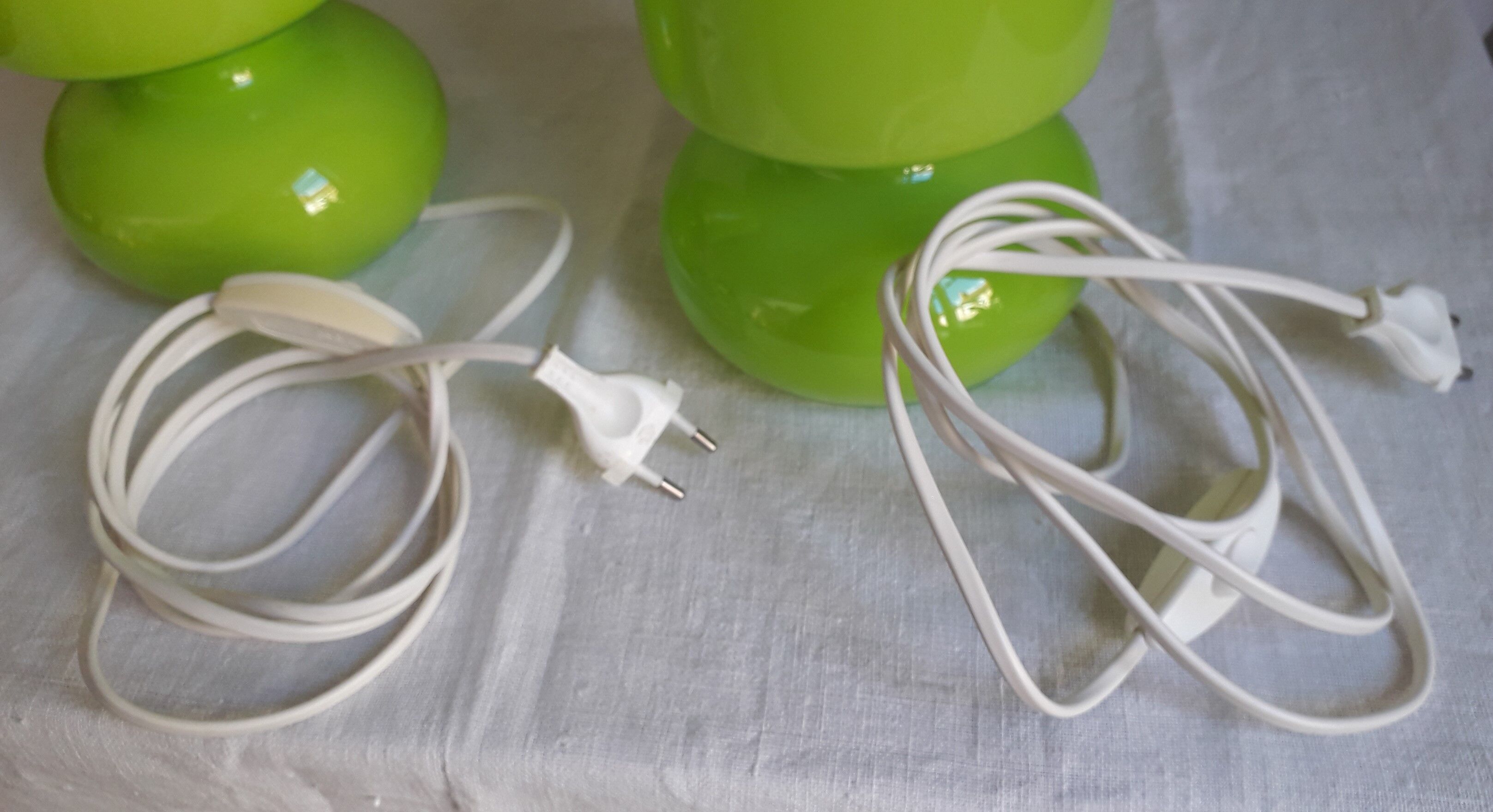 Pair of green lamps Ikea model Lykta 90s