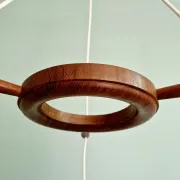 Scandinavian teak and satin white glass chandelier, 1960