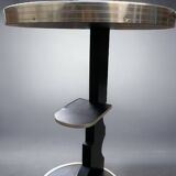 Vintage side table in glass, wood and aluminum