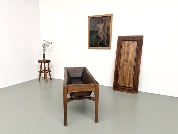 Table de ferme, ancien pétrin en chêne massif, France, vers 1920