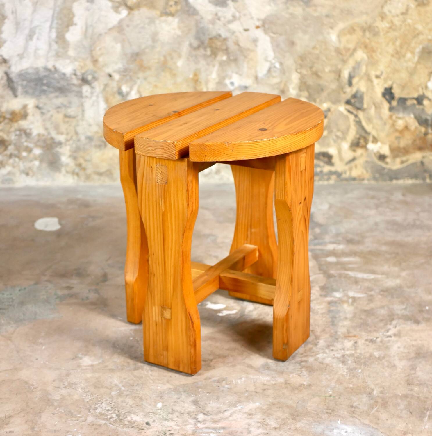 70s pine stool