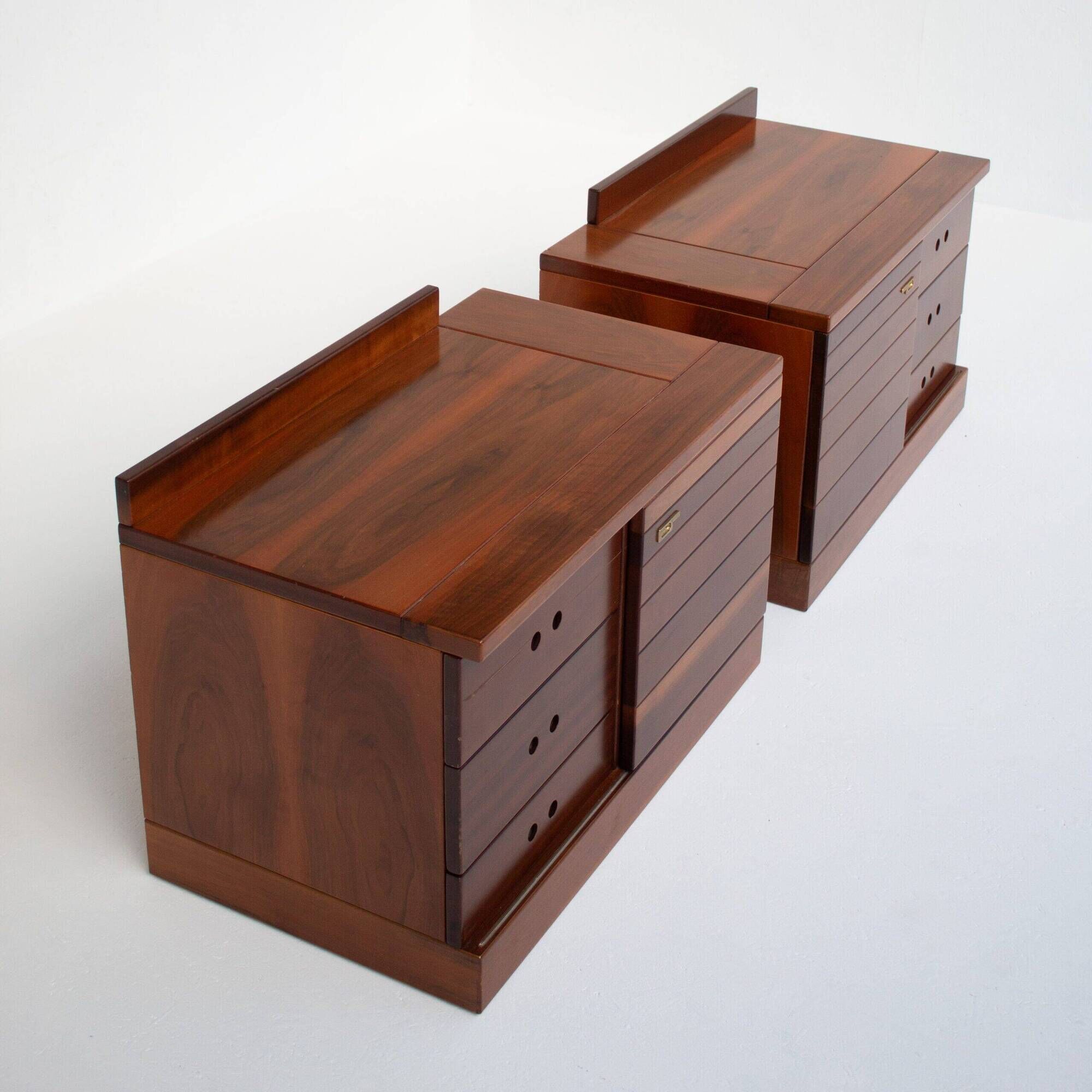 Set of two Italian mid-century wooden nightstands