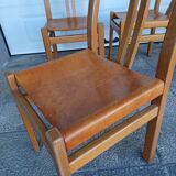 Set of 6 chairs, oak and leather