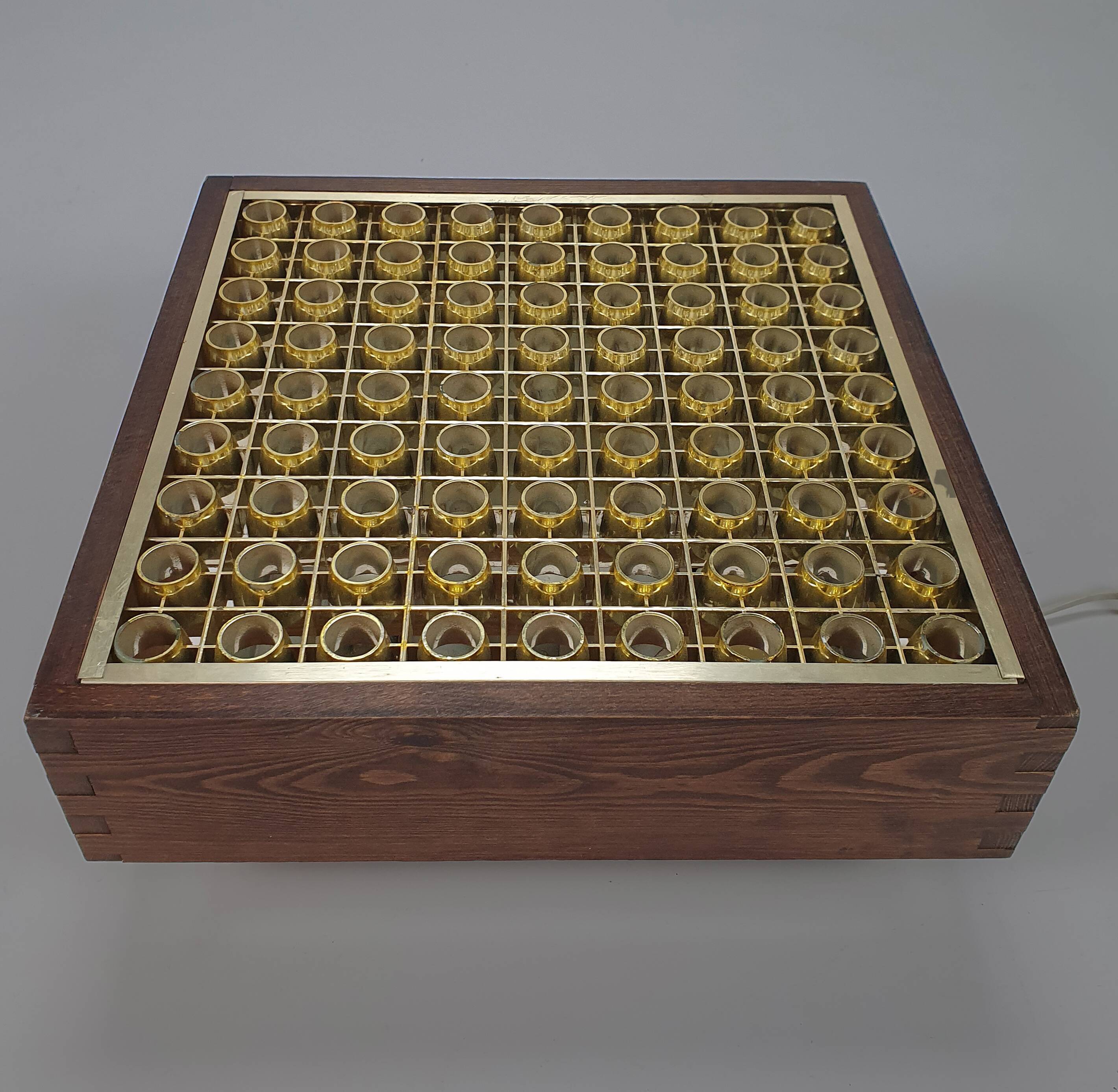 Mid century scandinavian pine and brass ceiling lamp, 1960s