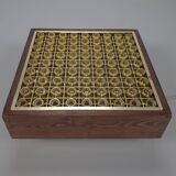 Mid century scandinavian pine and brass ceiling lamp, 1960s