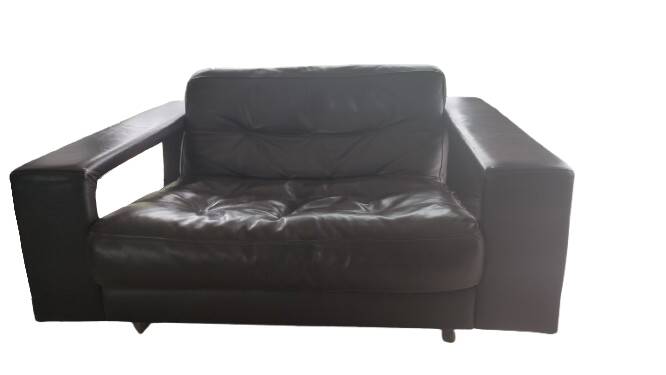 Leather lounge set – Steiner Paris – aluminium base – 1970s/1980s