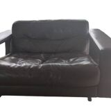 Leather lounge set – Steiner Paris – aluminium base – 1970s/1980s
