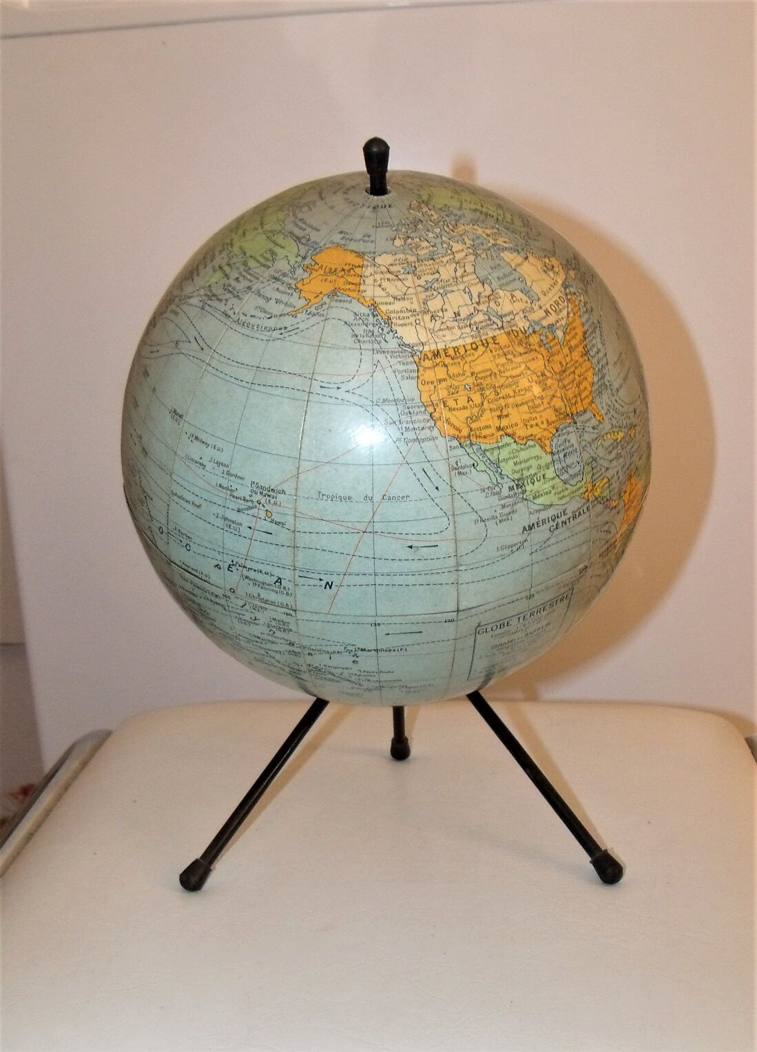 Vintage map 1950 Girard and Barrere globe
