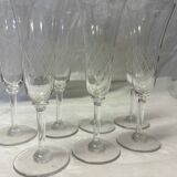 Set of 7 old champagne flutes