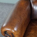 Dark wingback armchair made of sheep leather with stunning colors