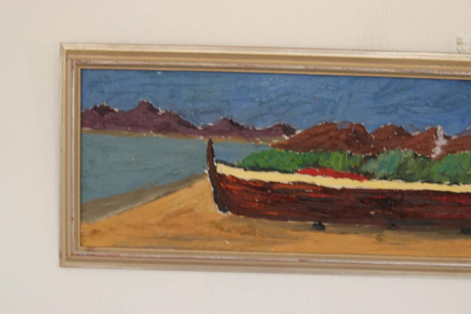 Swedish Oil on Canvas – “Boat” by Thord Leonard – Vintage & Framed