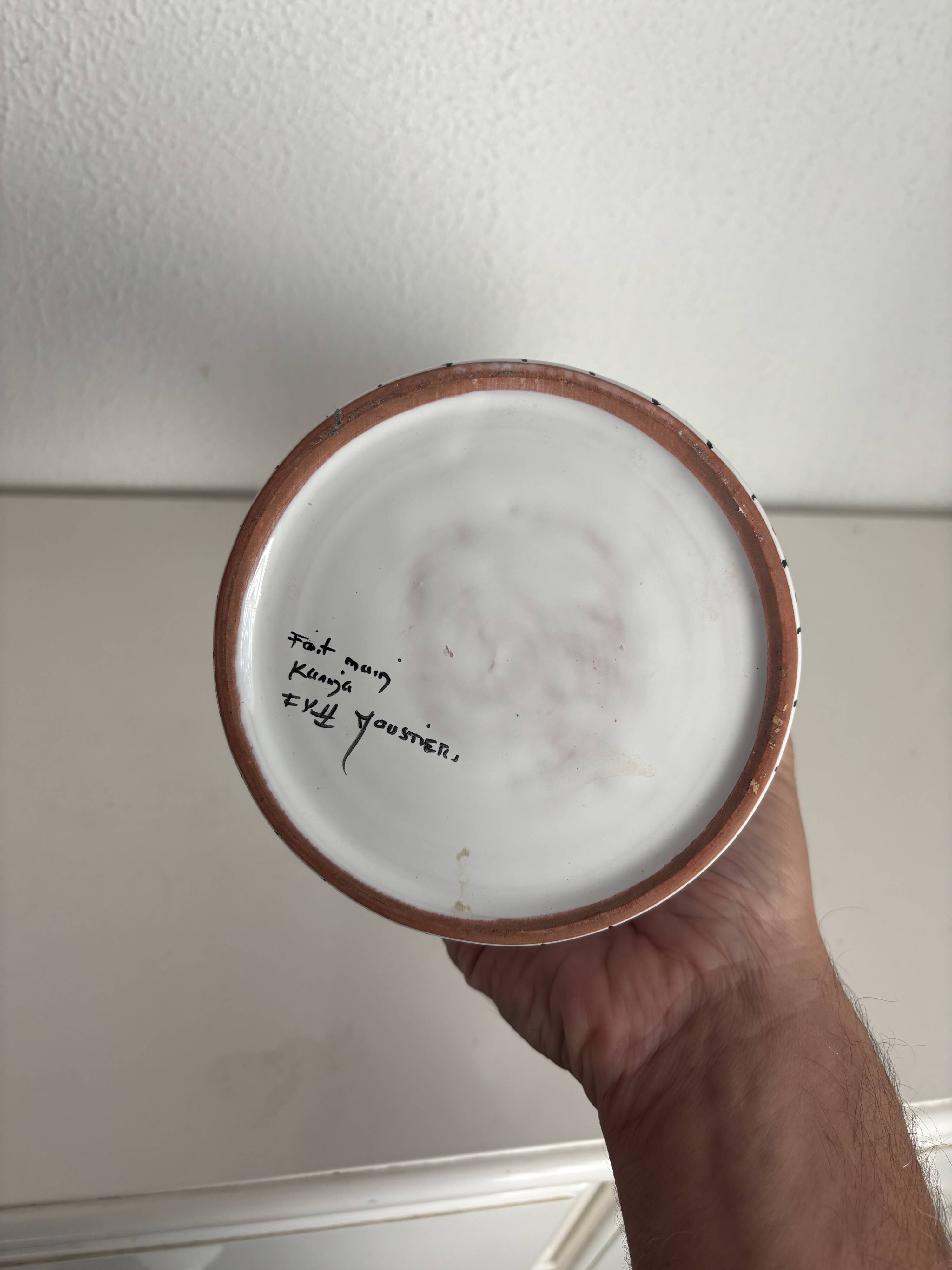 Vintage 1970 Moustiers ceramic faience vase - 26 cm