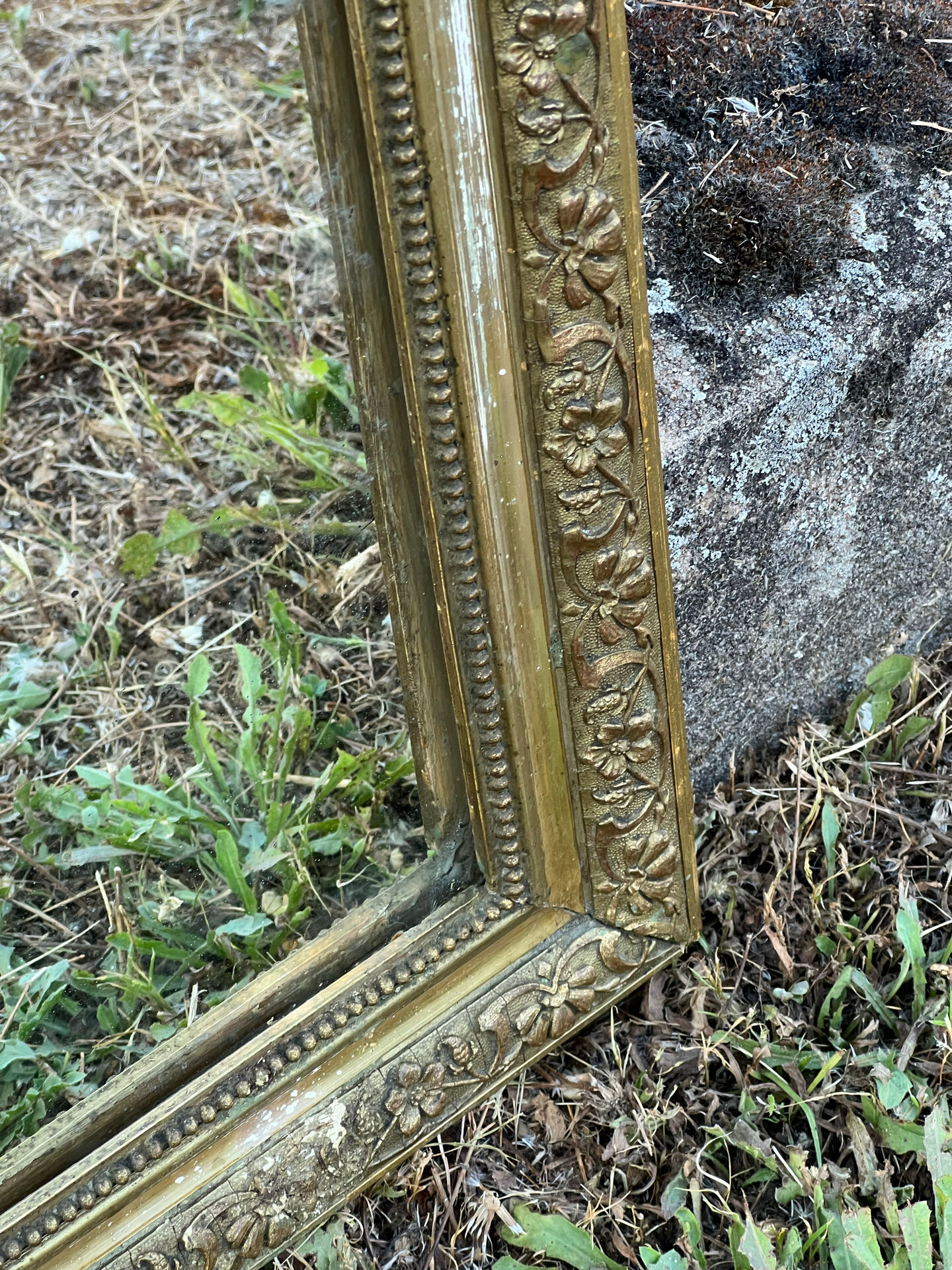 Louis-Philippe mirror with gold leaf, mercury glass 65x51cm