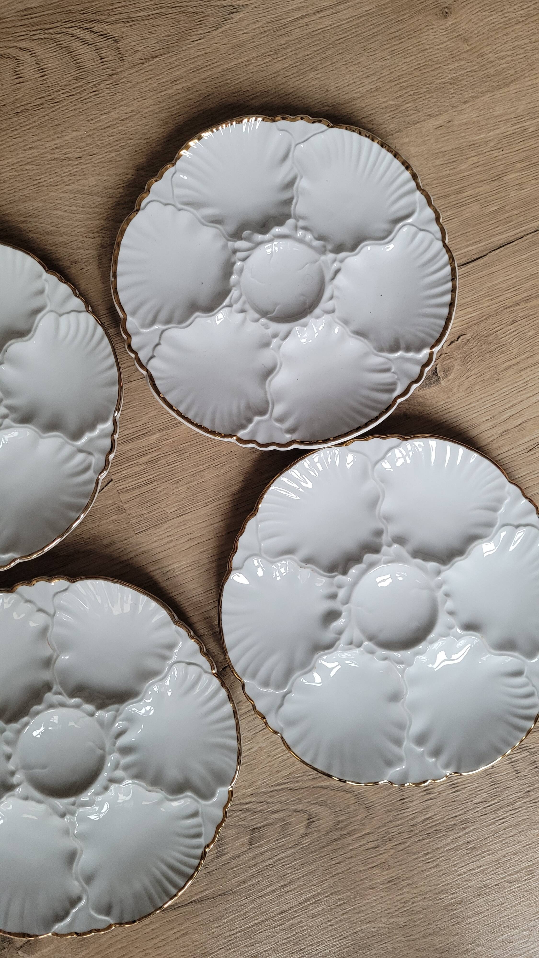 La Redoute x Selency set of 4 golden white oyster plates