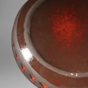 Bol géométrique rouge danois de Frank Keramik, années 1960