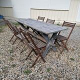 tAble vintage wooden farmhouse 2m, X feet