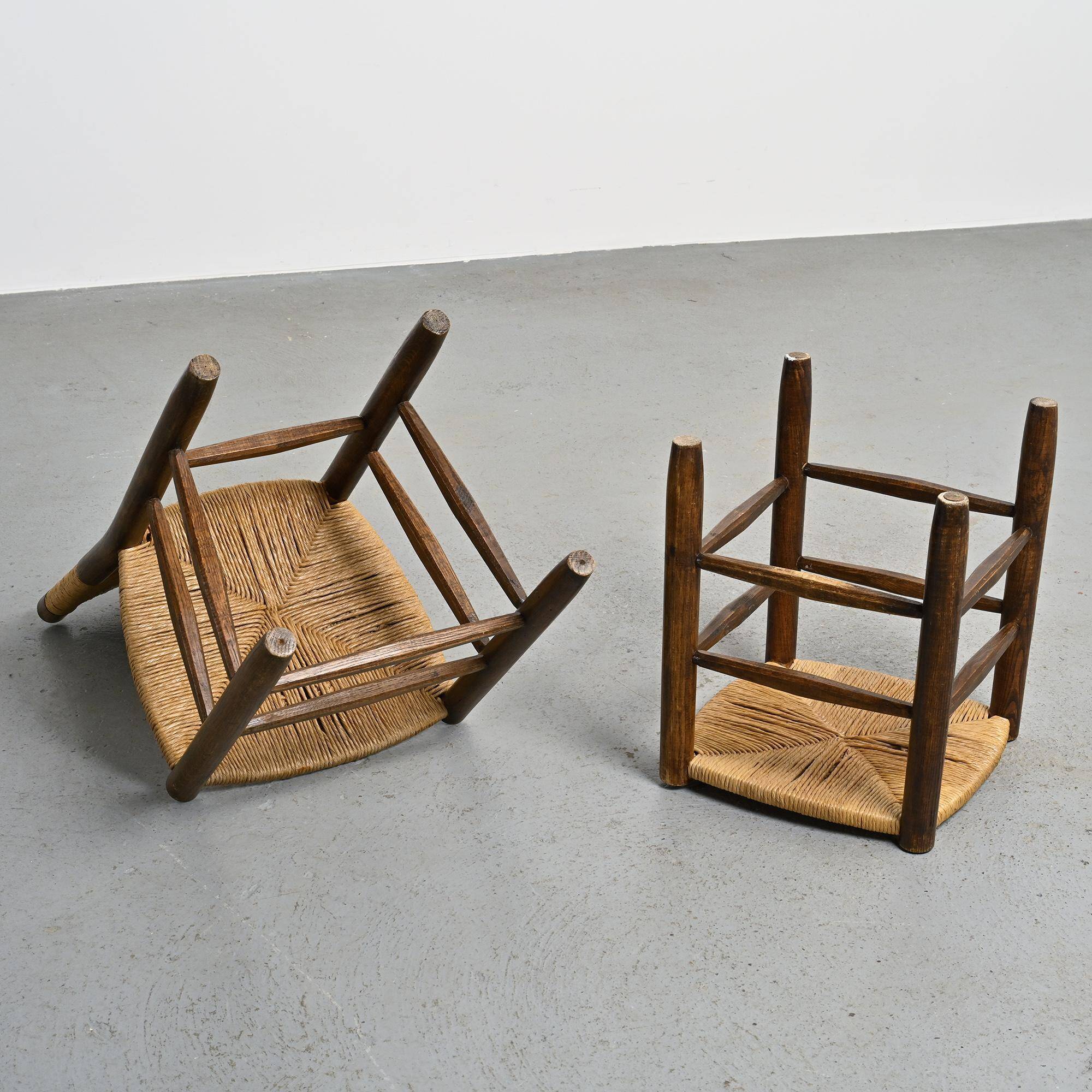 Ensemble chaise et tabouret Bauche, Charlotte Perriand pour Maison Sentou, circa 1950