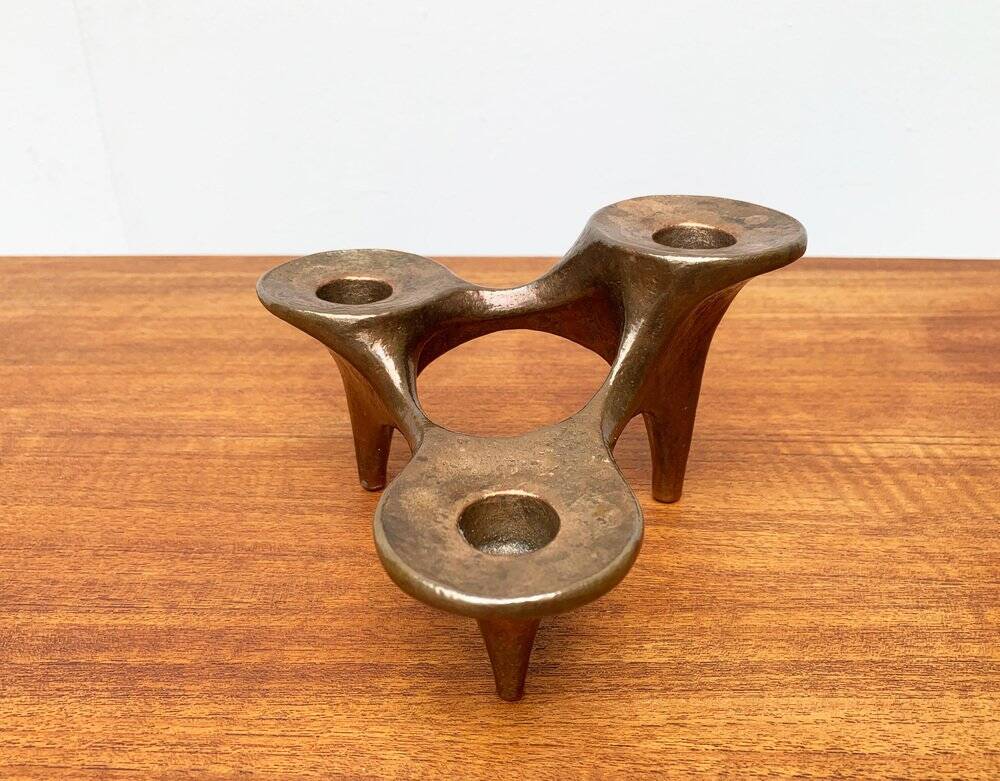 Vintage German brutalist metal candlestick by Harjes.