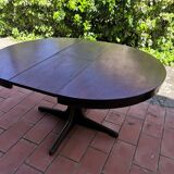 Table ronde avec rallonge Baumann pied central 1970
