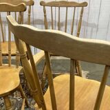 Set of 4 English chairs and 2 armchairs in beech