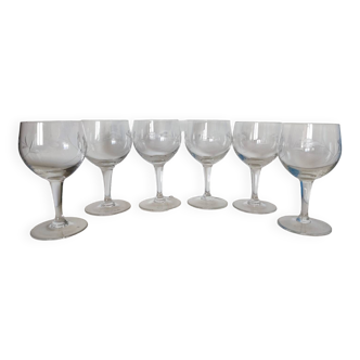 Set of 6 balloon stemmed glasses, 1960