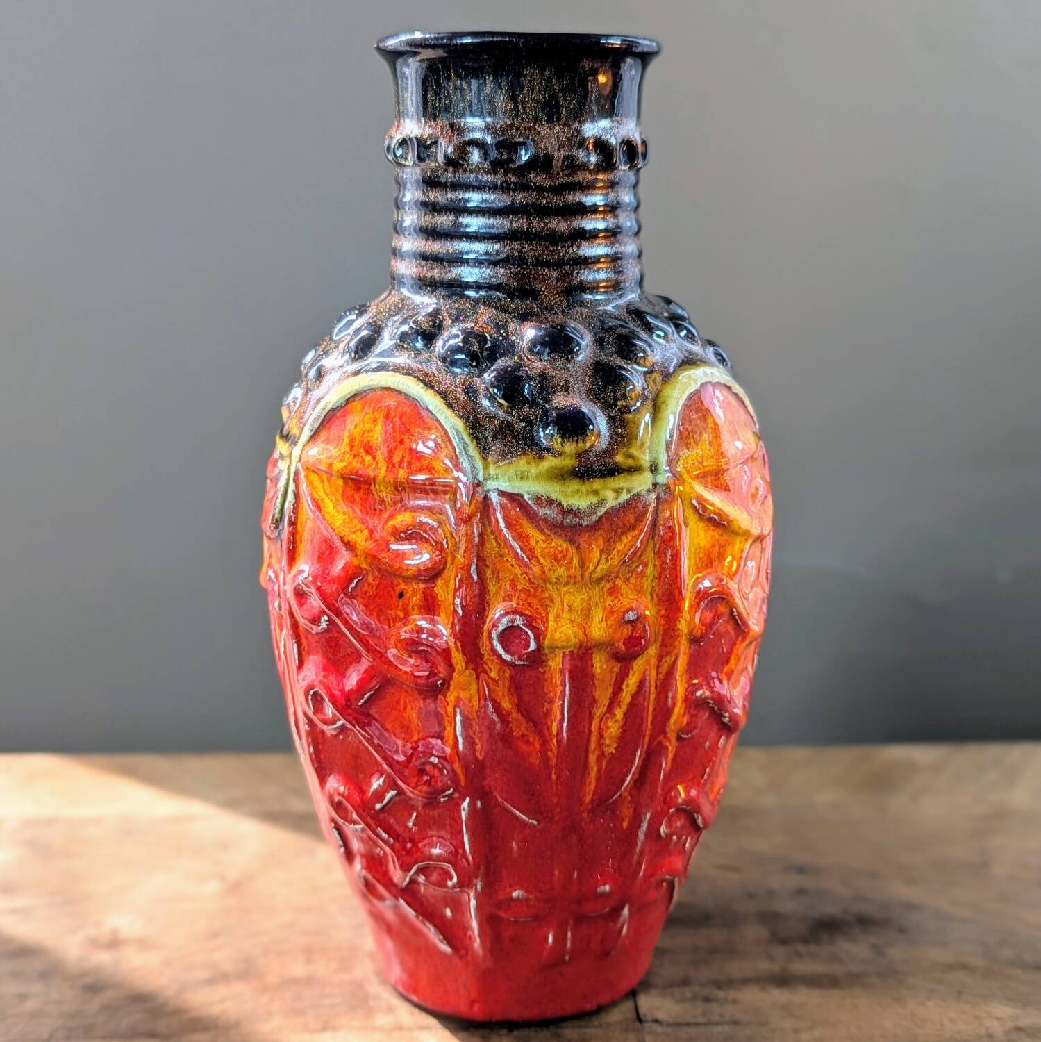 Vase Bay Keramik West Germany 98-25 orange red vintage 25 cm