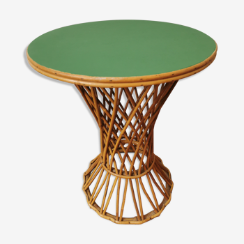 Green rattan table