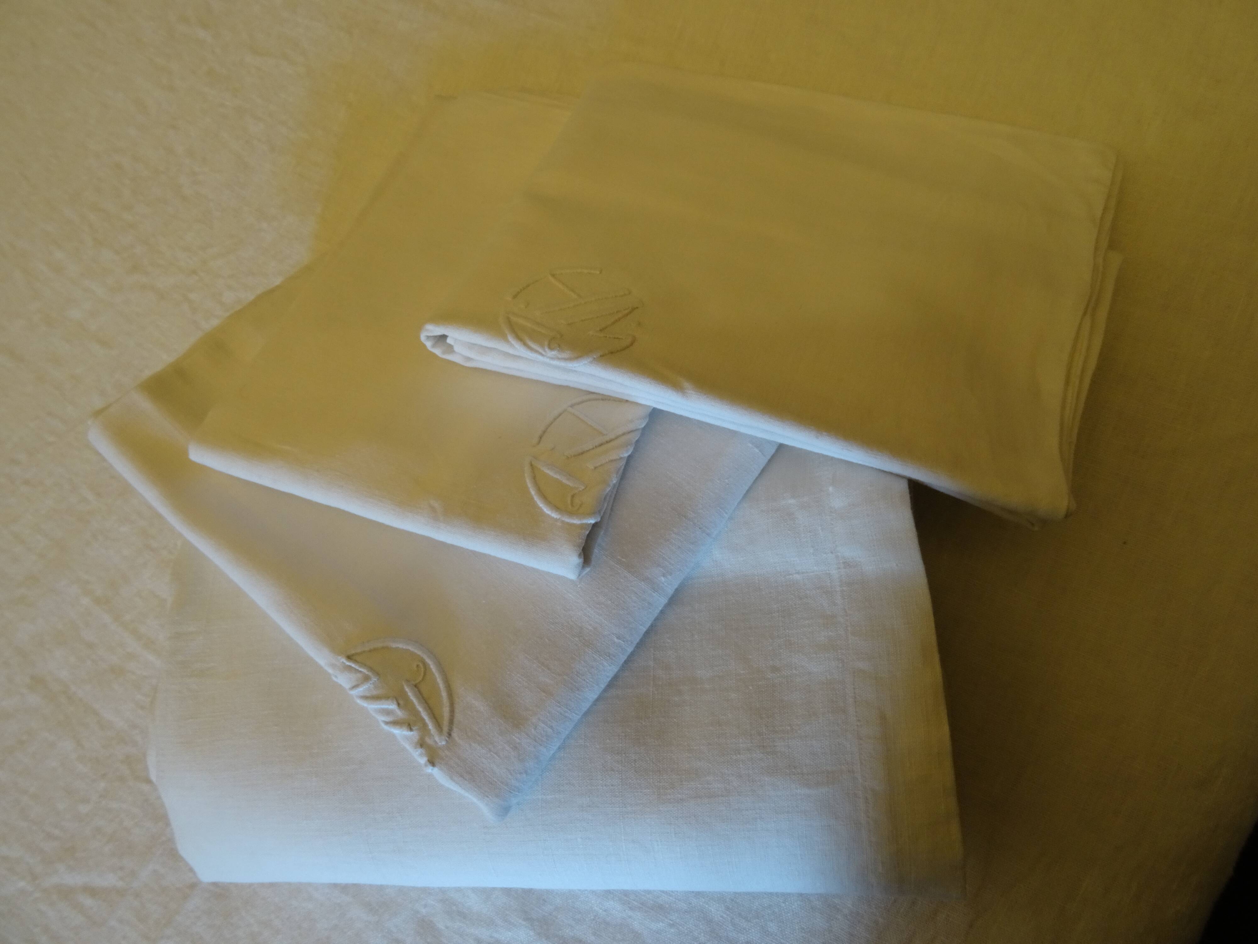 Lot 3 sheets and 3 monogrammed assorted piles