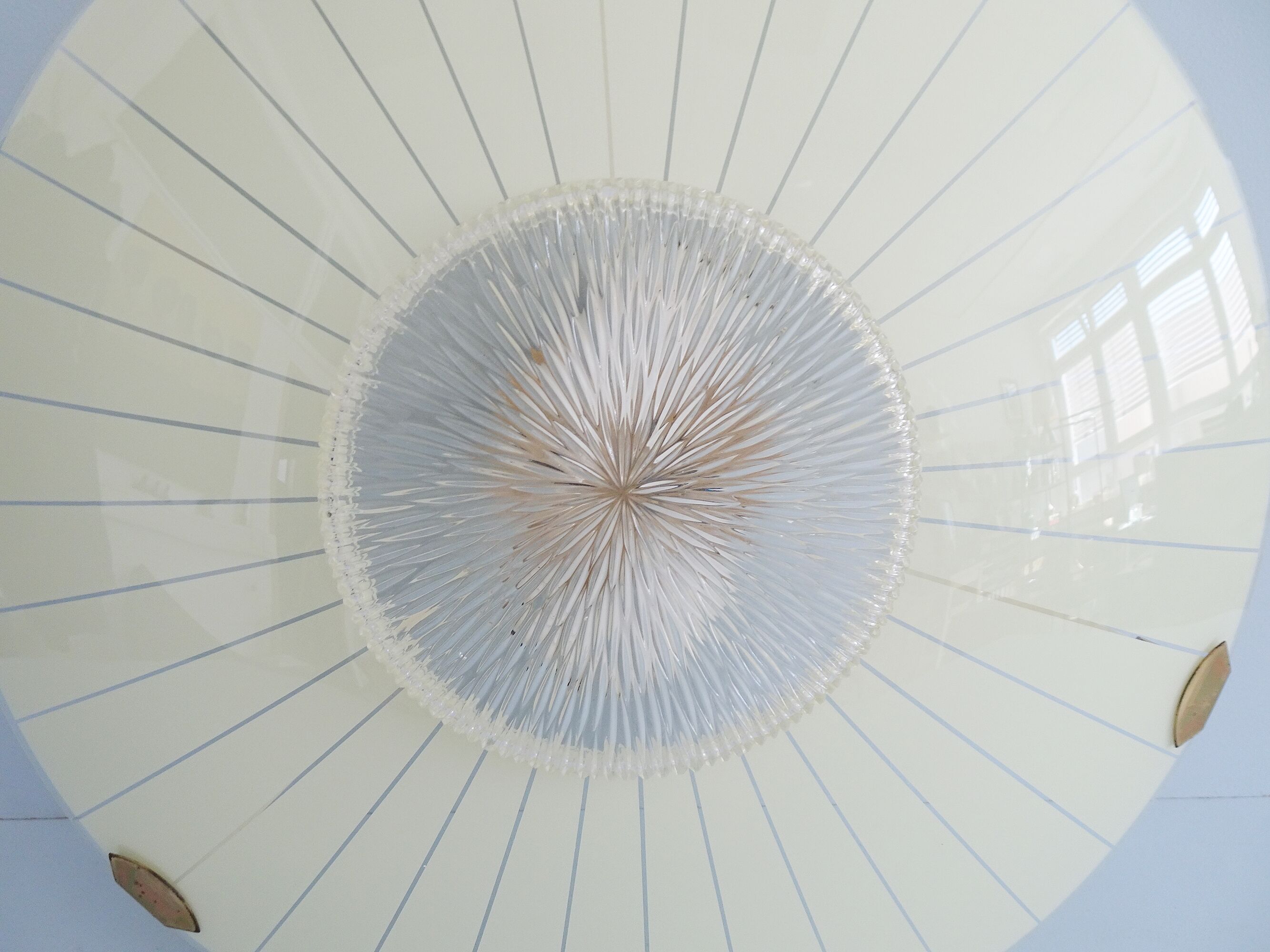 Mid-century wall or ceiling lamp made of glass with a graphic pattern