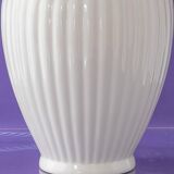 Large floral maximalist table lamp with a Delft ceramic base and new lampshade.