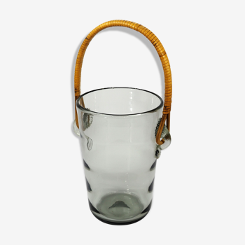 Holmegaard Glass & bamboo Ice Bucket designed by Per Lütken circa 1960s