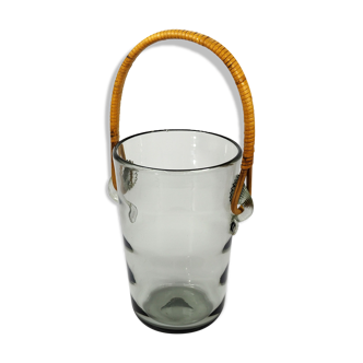 Holmegaard Glass & bamboo Ice Bucket designed by Per Lütken circa 1960s