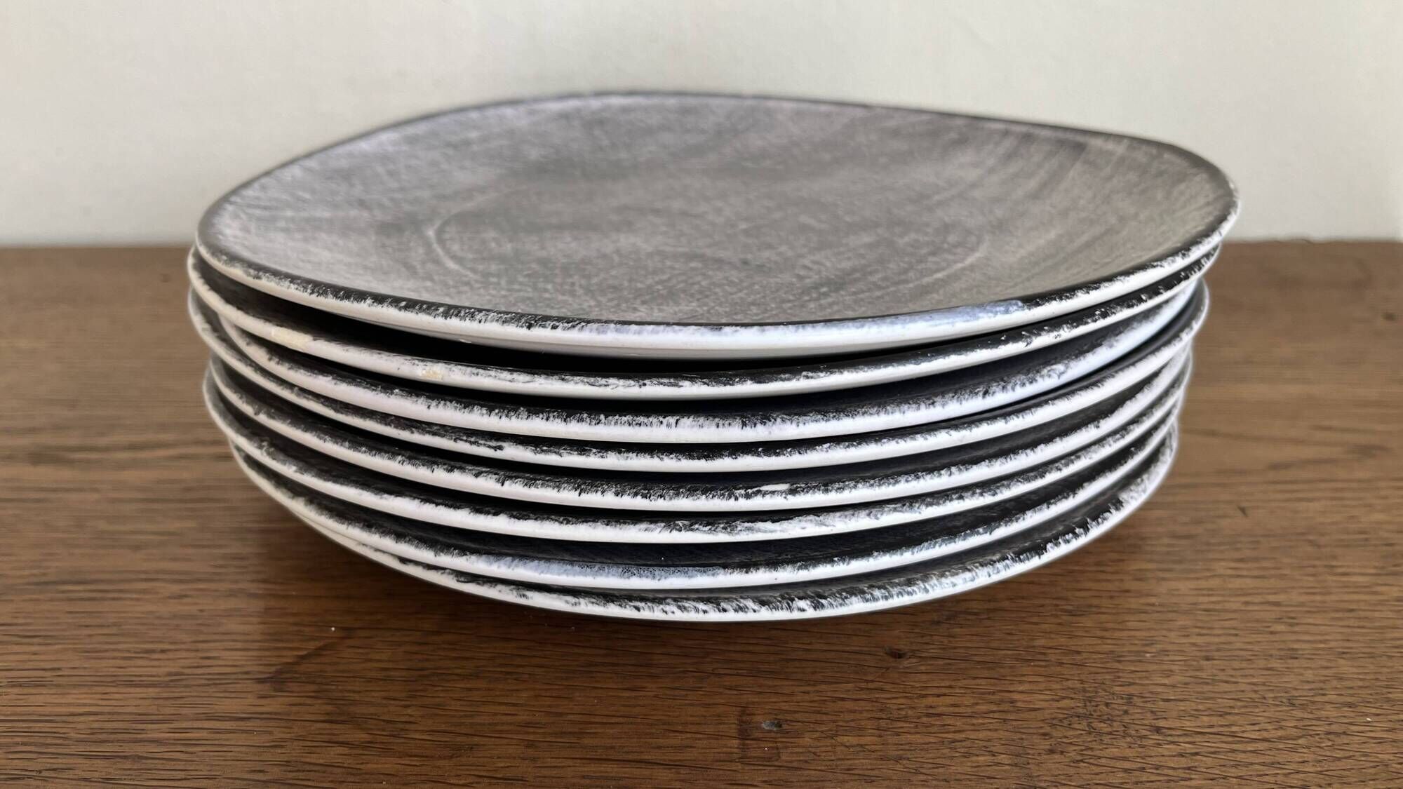 Set of 8 brutalist plates 1970 grey Niederviller Twilight
