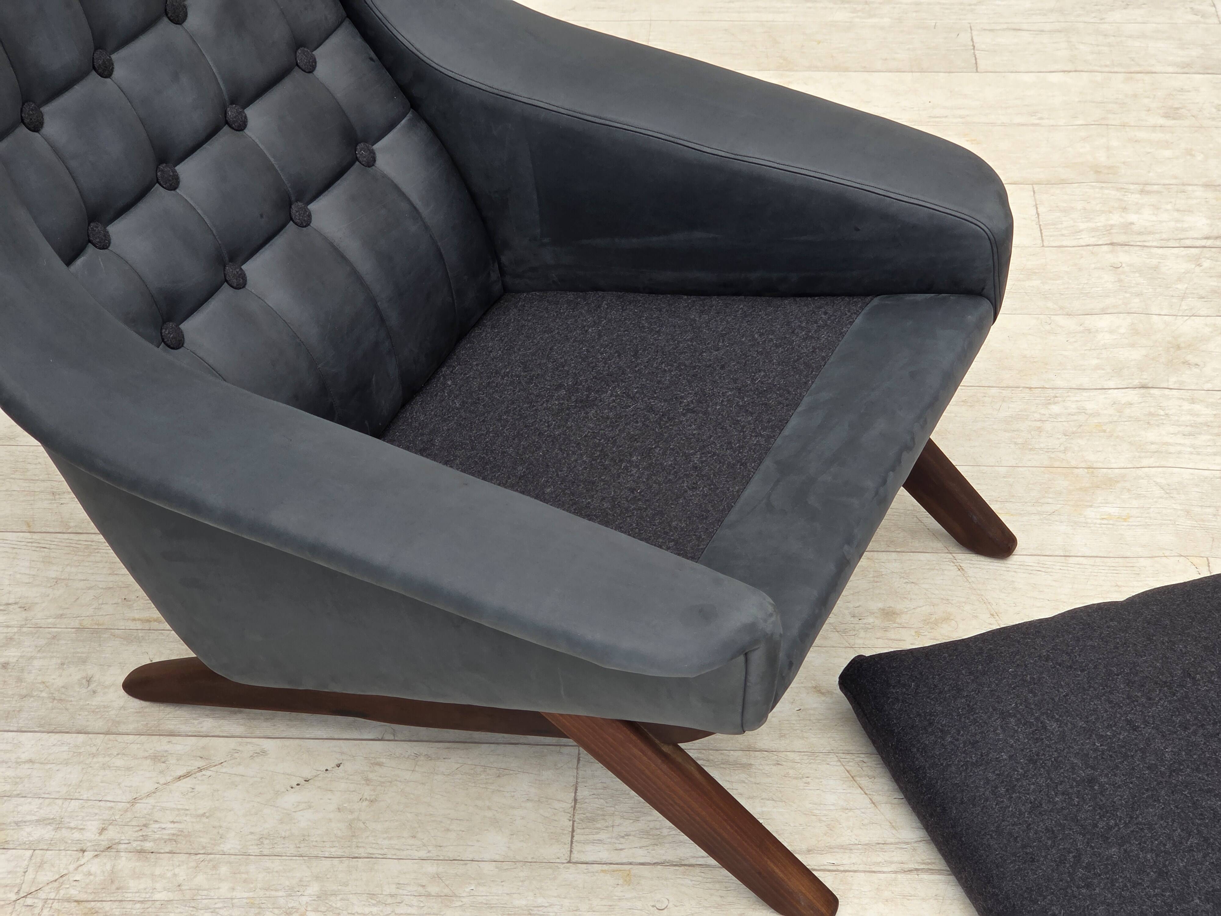 1970s, Danish design by Illum Wikkelsø, reupholstered armchair, leather.