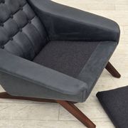 1970s, Danish design by Illum Wikkelsø, reupholstered armchair, leather.