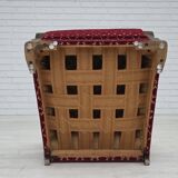 1960s, Danish armchair, cherry-red furniture velour, oak wood.