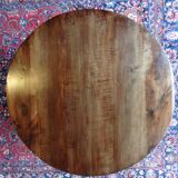 Table vigneronne en bois naturel de noyer diamètre 101 cm