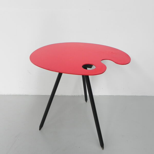 Table d’appoint Bois Manu de Lucien de Roeck, palette de peintre