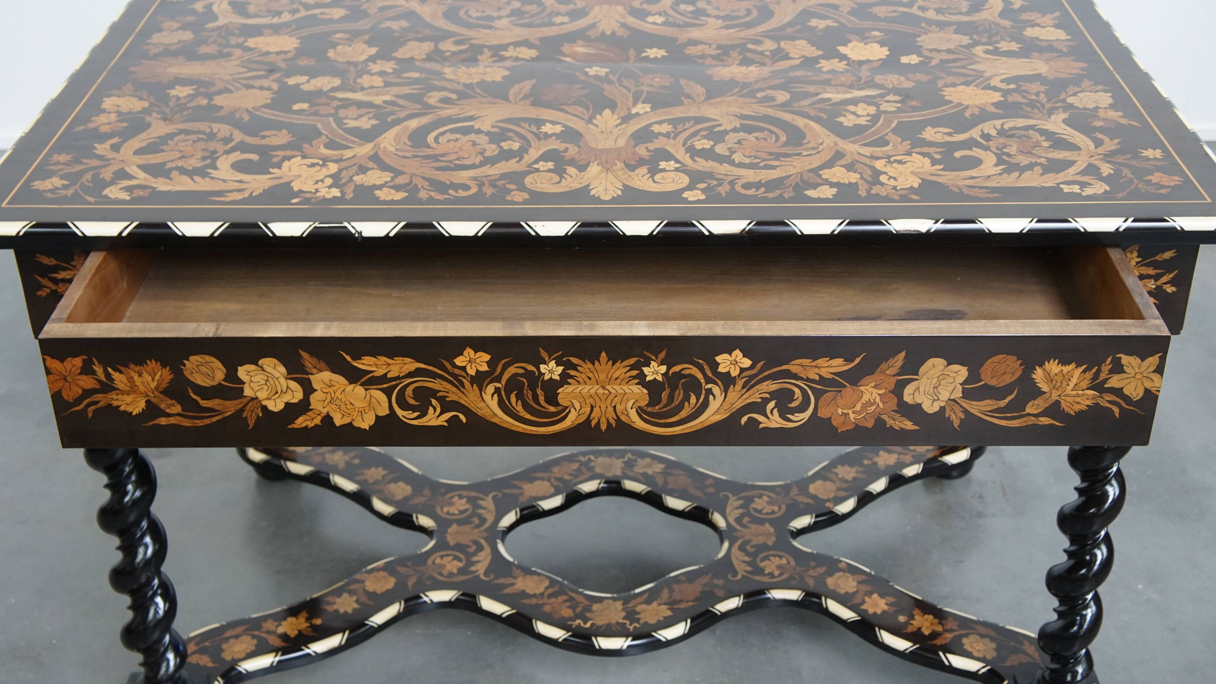 Antique 19th-Century Dutch Marquetry Table