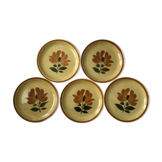 Lot of 5 plates Gien flower pattern