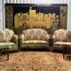 Art Deco period living room sofa and pair of armchairs
