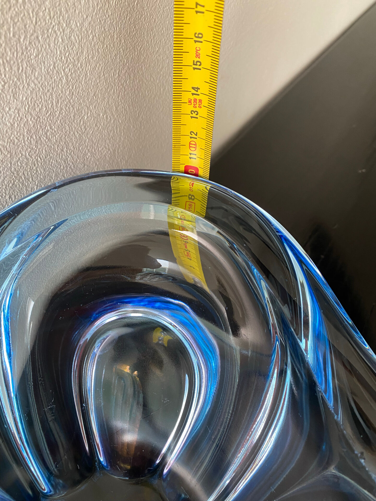 Large light blue Murano fruit bowl