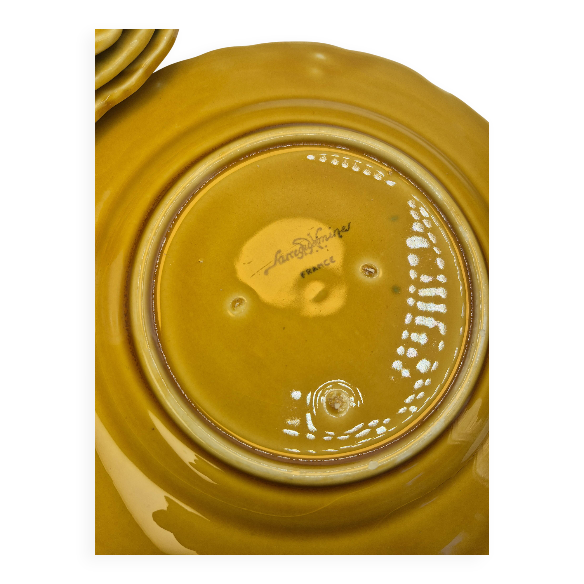 Lot of 11 Sarreguemines barbotine fruit dessert plates 19cm vintage rare