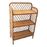 Rattan cross-braced bookcase shelf