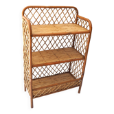 Rattan cross-braced bookcase shelf