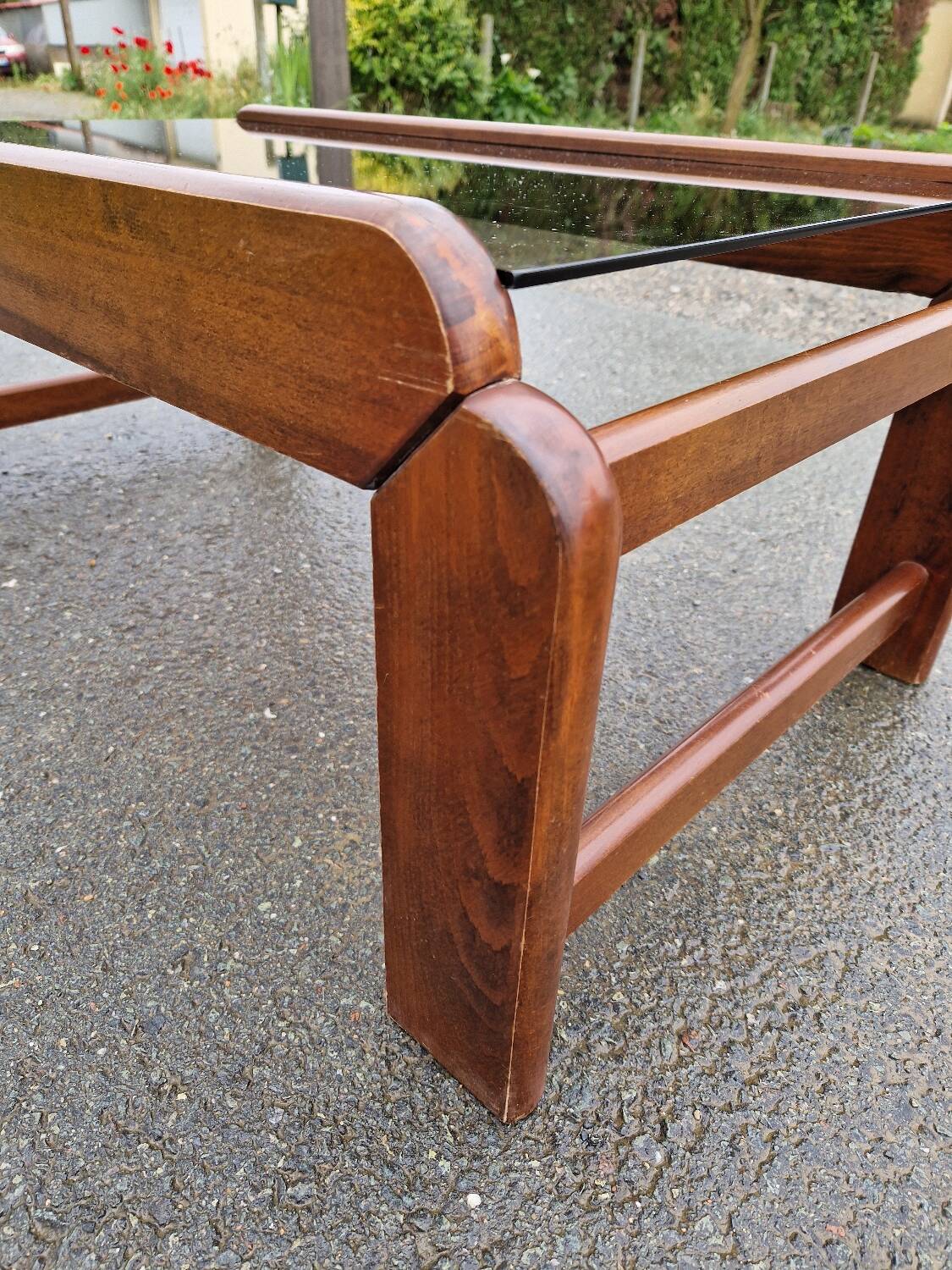 Vintage smoked glass coffee table