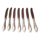 Set of 7 old cheese knives, Solingen brand, in VM800 silver and vermeil