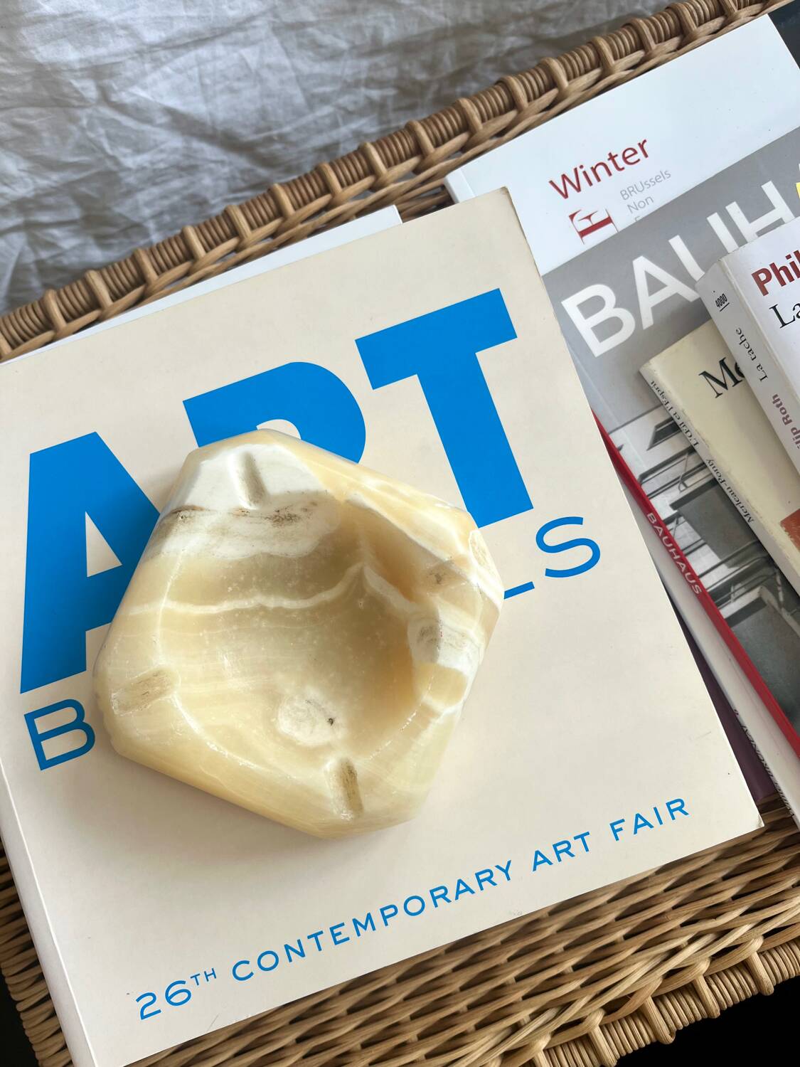 Beige alabaster ashtray